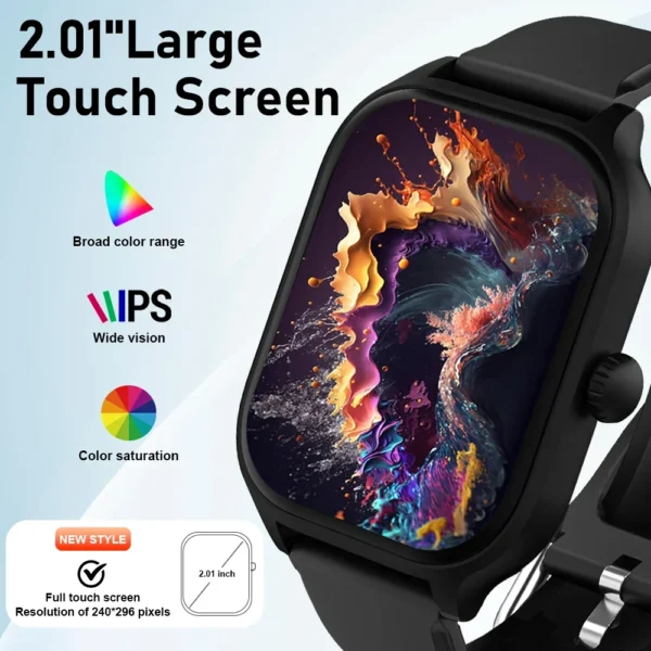 Men's Smart Watch Women's Gift 2.01inch, HD Full Touch Screen Sports Fitness Watch Electronics Bluetooth Talk Smartwatch - Image 3