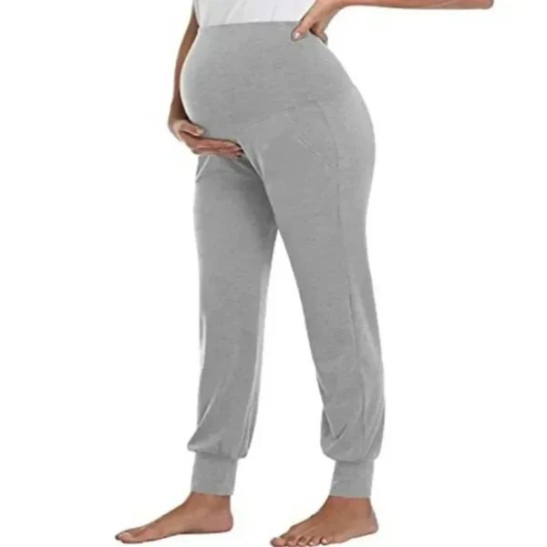 Spring Maternity Women's Casual Pants Solid High Waist Strechy Lounge Trousers For Pregnant Women Joggers With Pockets - Image 2
