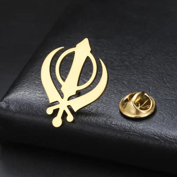 Dawapara Sikh Khanda Symbol Brooch Lapel Pin - Sikhism Religious Protection Amulet Unisex Accessories Stainless Steel Jewelry - Image 8