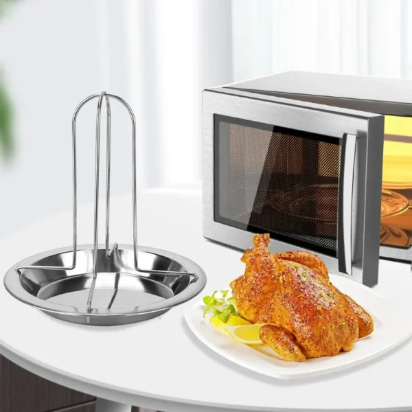 Roasting Chicken Grill Stand Roaster Rack with Tray Kitchen Outdoor BBQ Tools Stainless Steel Non-stick Grilled Chicken Plate - Image 5