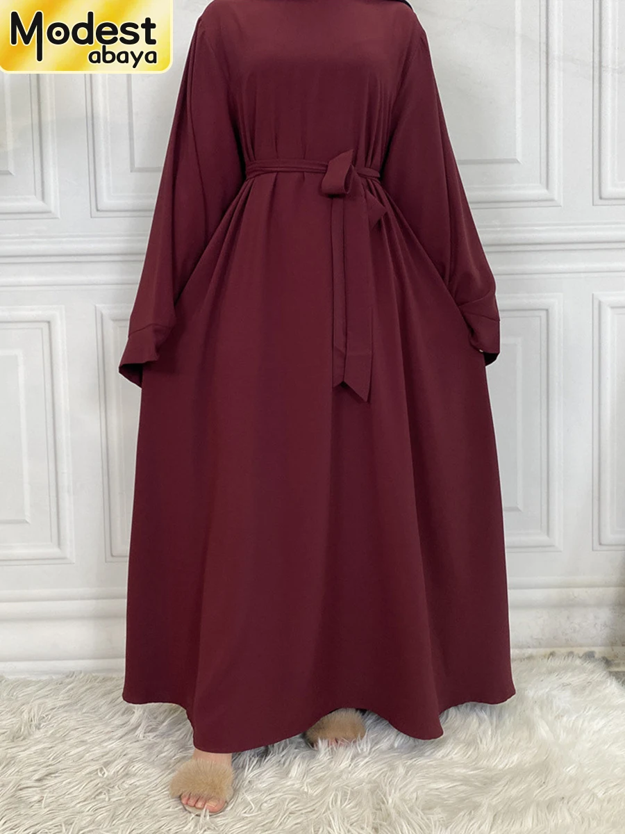 kf-S0cfbb0bc01724067805d8febabdfd40dF Modest Solid Color Muslim Abaya for Women - Long Sleeve Ramadan Eid Dress - Turkey Dubai Arab Kaftan Robe Evening Gown - Image 1