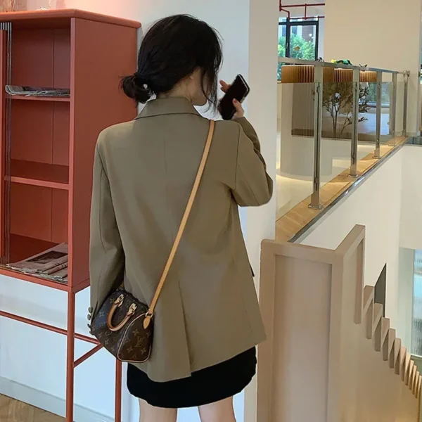 Autumn Luxury Blazer for Women, Elegant Female Long Coats Splice Office Lady Clothes - Image 2