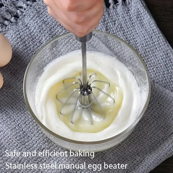 Household Stainless Steel Semi-automatic Egg Beater Press And Rotate - Manual Egg Beater Egg Cream Handheld Whipping Tool - Image 4