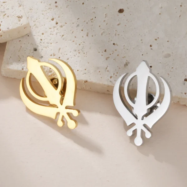 Dawapara Sikh Khanda Symbol Brooch Lapel Pin - Sikhism Religious Protection Amulet Unisex Accessories Stainless Steel Jewelry - Image 6