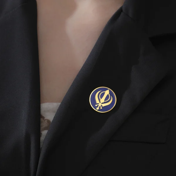 Dawapara Sikh Khanda Symbol Brooch Lapel Pin - Sikhism Religious Protection Amulet Unisex Accessories Stainless Steel Jewelry - Image 4