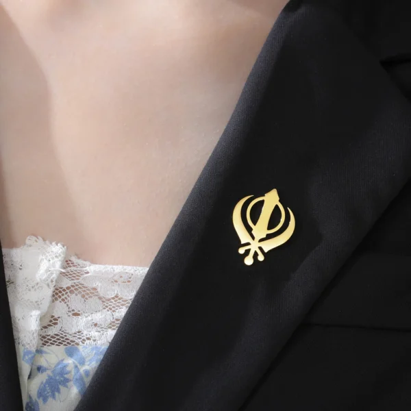 Dawapara Sikh Khanda Symbol Brooch Lapel Pin - Sikhism Religious Protection Amulet Unisex Accessories Stainless Steel Jewelry - Image 5