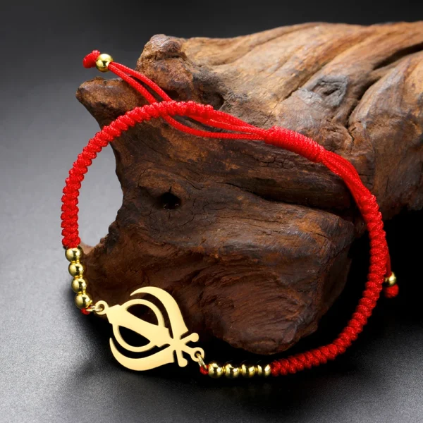 Dawapara Sikh Religious Symbol Khanda Bracelet Sikhism Sword Protection Amulet Stainless Steel Beads Bracelet Couple Gift - Image 4
