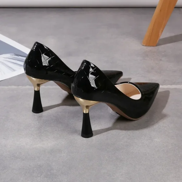 Shoes Woman Trend New Summer Red Heels Elegant Woman Black Heeled Pointed Toe Pumps Dress Leather White Ladies Shoe - Image 5