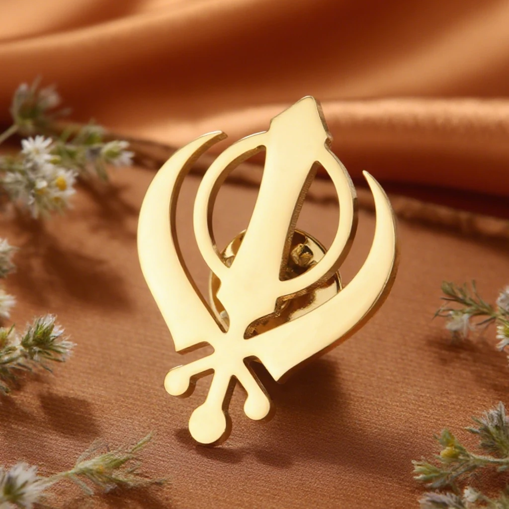 kf-S2168aa37723c4997af93ee151de9be08N Dawapara Sikh Khanda Symbol Brooch Lapel Pin - Sikhism Religious Protection Amulet Unisex Accessories Stainless Steel Jewelry - Image 1