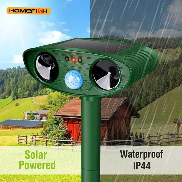 Solar Outdoor Ultrasonic Animal Repeller | deters Cats, Dogs & Pests | Waterproof & Rechargeable - Image 2