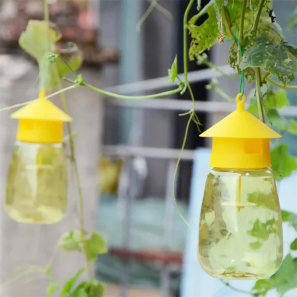 Outdoor Fruit Fly Trap 4-Pack – Plastic Drosophila Catcher and Yellow Jacket Bee Killer – Eco-Friendly Hanging Insect Pest Control for Orchard, Garden, and Farm (Lure/Bait Not Included) - Image 5