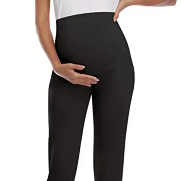 Spring Maternity Women's Casual Pants Solid High Waist Strechy Lounge Trousers For Pregnant Women Joggers With Pockets - Image 4