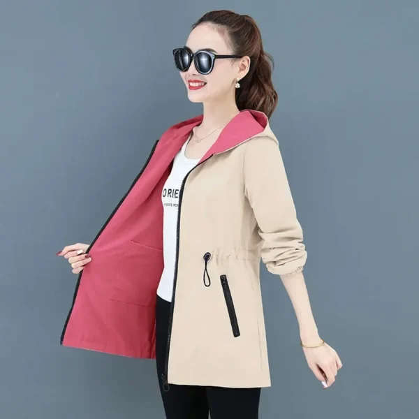 Double-Sided Trench Coat Women, New Korean Casual Spring Autumn Loose Mid Long Windbreakers Female - Image 5