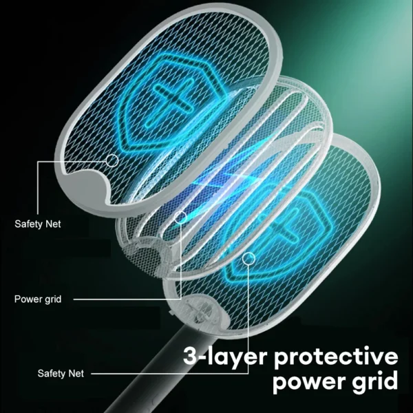Foldable Electric Mosquito Swatter | 3000V Bug Zapper with UV Light Trap | USB Rechargeable Fly Killer - Image 4