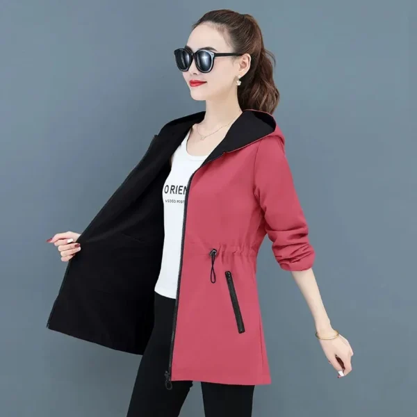 Double-Sided Trench Coat Women, New Korean Casual Spring Autumn Loose Mid Long Windbreakers Female - Image 6