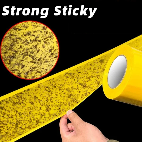 Yellow Sticky Fruit Fly Traps – Double-Sided Gnat Catcher Tape and Flying Insect Killer – Waterproof Fungus Gnat, Aphid, and Whitefly Control for Indoor Plants, Outdoor Garden, and Greenhouses - Image 2