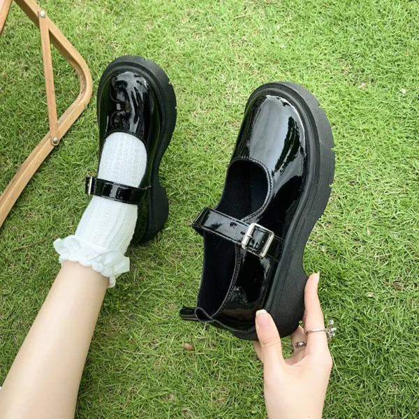 Women's Luxury Beaded Mary Jane Leather Shoes Spring/Autumn, Fashion Comfortable Elegant Flat Black Walking Shoes - Image 5
