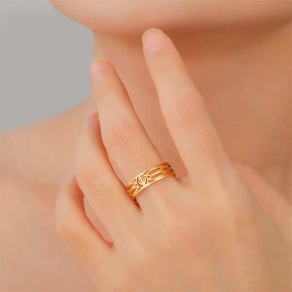 Fashion Sikhism Symbol Rings For Women Men Stainless Steel Adjustable Classic Sikh Khanda Ring Religious Amulet Jewelry - Image 5