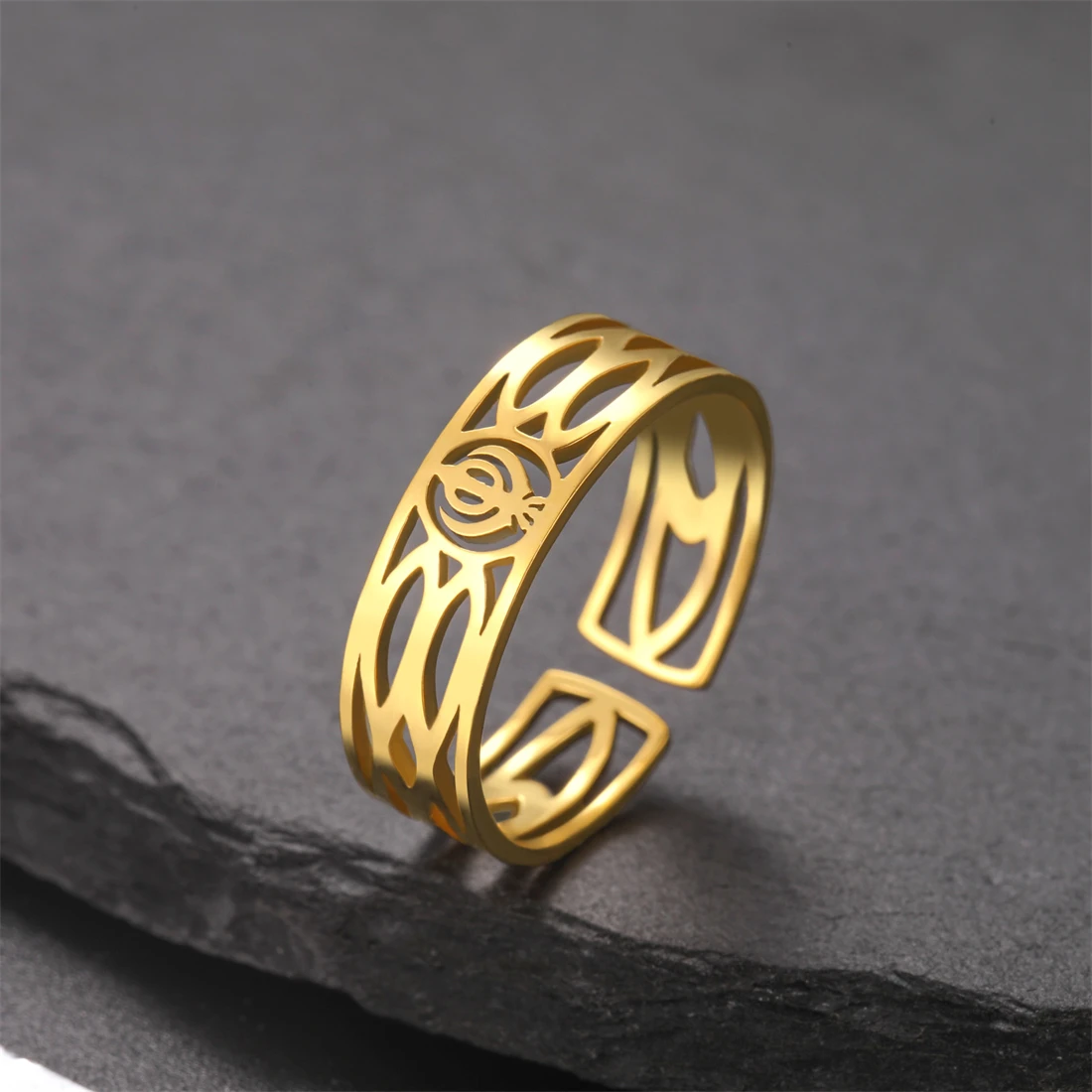 kf-S3faa568e1b11437782e486f27ad0cb91o Fashion Sikhism Symbol Rings For Women Men Stainless Steel Adjustable Classic Sikh Khanda Ring Religious Amulet Jewelry - Image 1