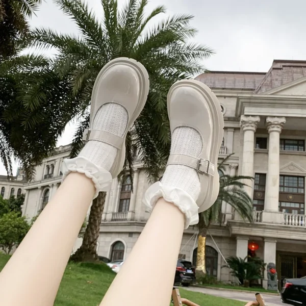 Women's Luxury Beaded Mary Jane Leather Shoes Spring/Autumn, Fashion Comfortable Elegant Flat Black Walking Shoes - Image 6