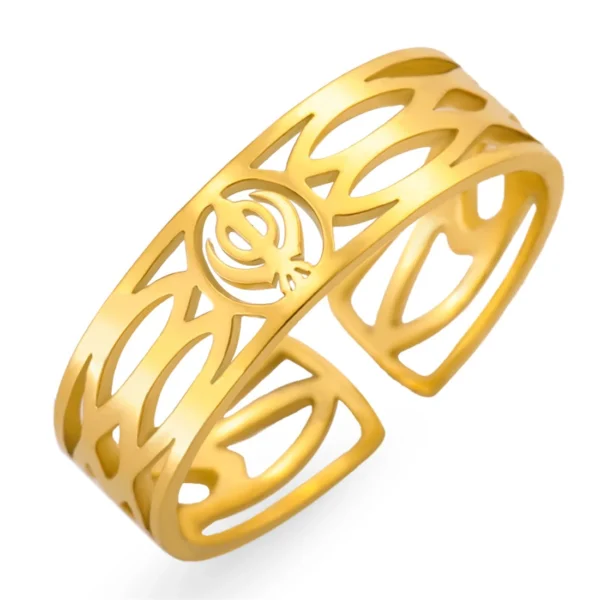 Fashion Sikhism Symbol Rings For Women Men Stainless Steel Adjustable Classic Sikh Khanda Ring Religious Amulet Jewelry - Image 6
