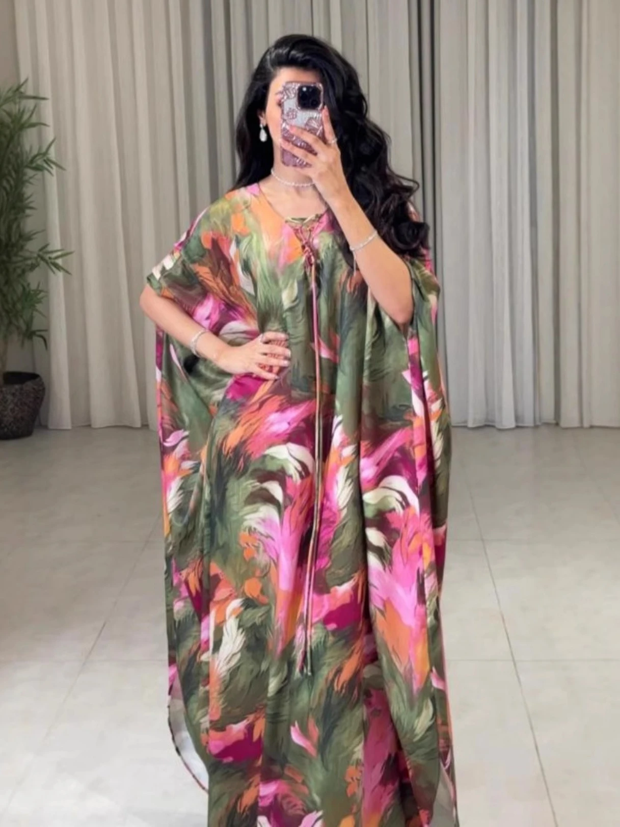 kf-S41bff388b9d64f6a9736a704f646b625e Eid Women Print Dress Abaya Muslim Bat Sleeve Jalabiya Ramadan Dubai Vestidos Largos Islam Arab Long Robe Morocco Kaftan 2026 - Image 1