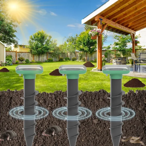 Outdoor Animal Repeller with Solar Panel Ultrasonic Drive Away Moles Snakes from the soil for Garden Farm Orchard Patio - Image 2