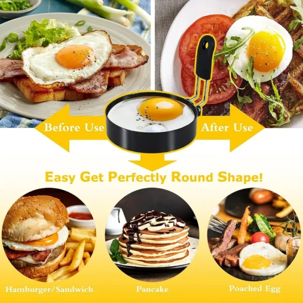Anti-scald Egg Fried Ring Professional Stainless Steel Nonstick Round Pancake Mold Cooking Egg Mould Breakfast Sandwich Tools - Image 3
