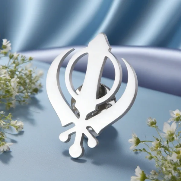 Dawapara Sikh Khanda Symbol Brooch Lapel Pin - Sikhism Religious Protection Amulet Unisex Accessories Stainless Steel Jewelry - Image 2