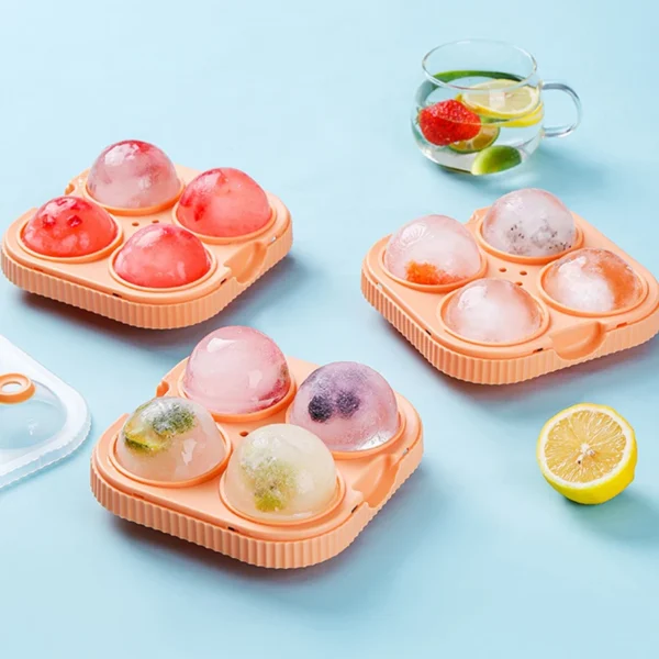 4 Grid Ice Ball Maker Large Dia 6.5cm Big Ice Ball Mold Tray for Whiskey Cocktail Bar Tools Food Grade Ice Mould For Cold Drink - Image 2