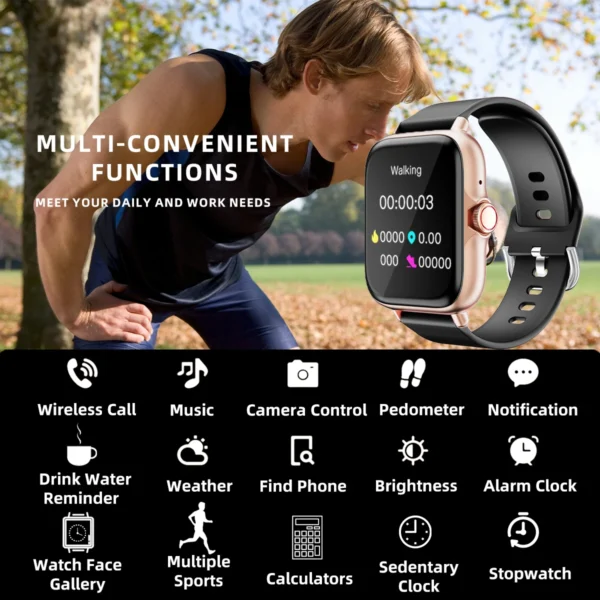 Waterproof Smart Watch with Message Answer Call Sleep Monitoring Sports Pedometer Information Alerts For iPhone Android - Image 2