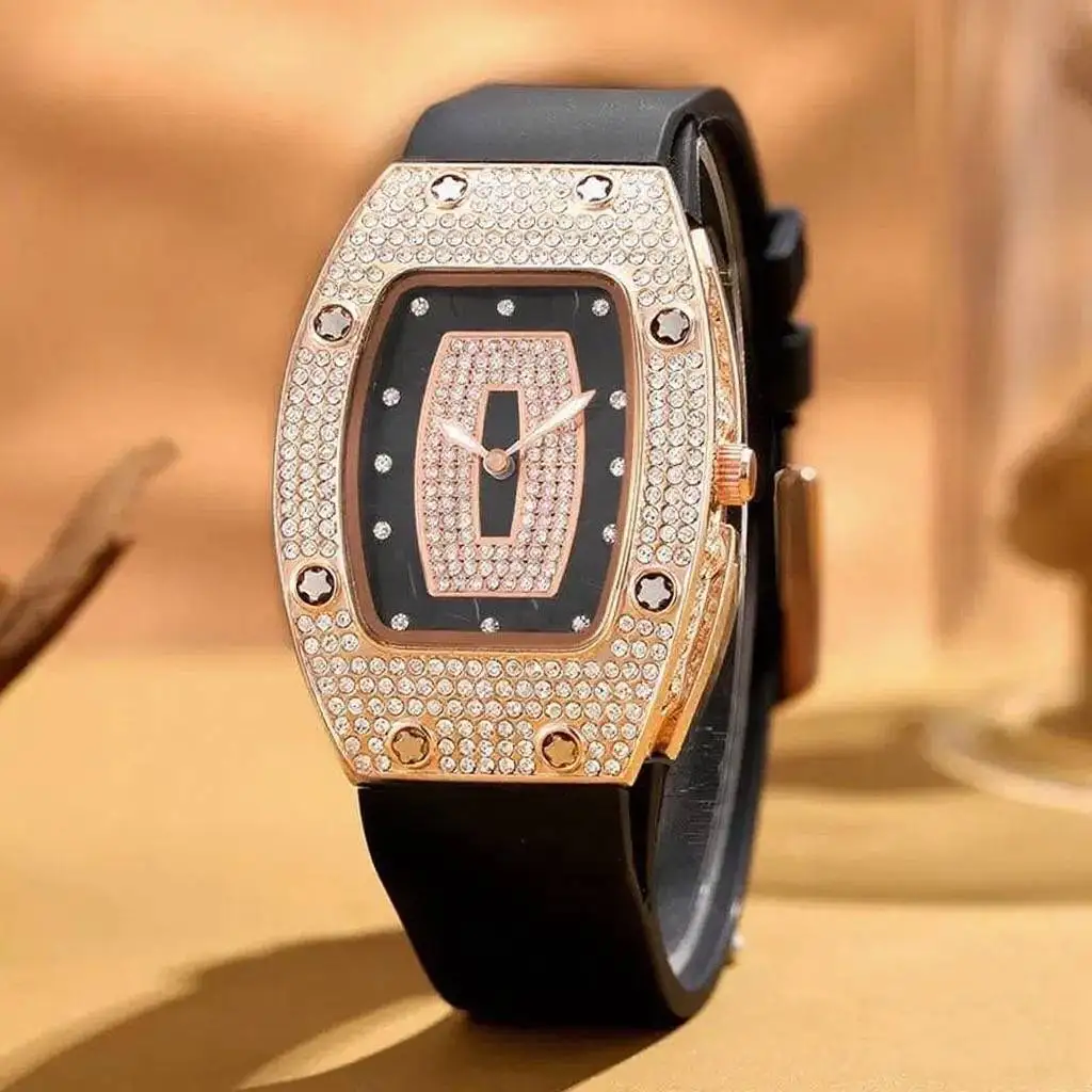kf-S614064373b1d42e6a8f7e3974f1b4a30R Women Fashion Crystal Tonneau Watches For Woman Silicone Jelly Quartz Watch Students Gifts Reloj Mujer Ladies Wrist Watches - Image 1