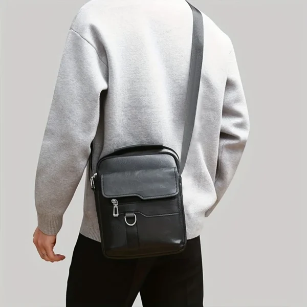 Multi-purpose men's shoulder bag for work, PU crossbody briefcase with handle, professional casual daypack - Image 5