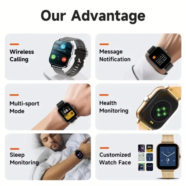 New Smart Watch for Men Women Gift Full Touch Screen Sports Fitness Watch Bluetooth Call Digital Smartwatch - Image 4