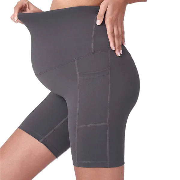 Women's Maternity Yoga Shorts Over The Belly Bump Summer Workout Running Active Short Pants with Pockets - Image 7