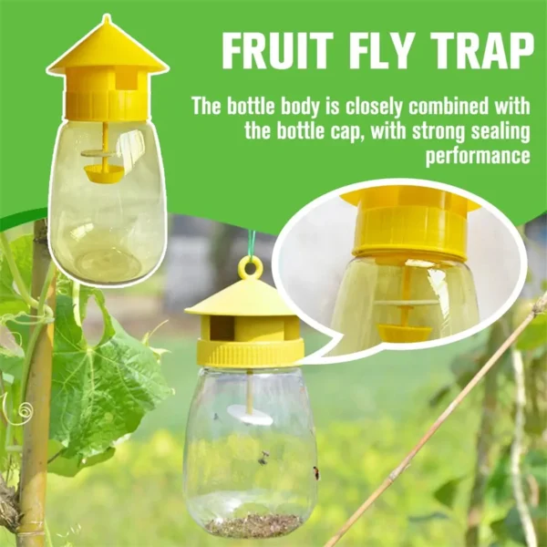 Outdoor Fruit Fly Trap 4-Pack – Plastic Drosophila Catcher and Yellow Jacket Bee Killer – Eco-Friendly Hanging Insect Pest Control for Orchard, Garden, and Farm (Lure/Bait Not Included) - Image 3