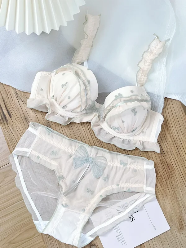 Butterfly Lingerie Set Wireless Bralette Sweet Pure Style Push Up Gathering Support for Small Chest No Underwire - Image 5