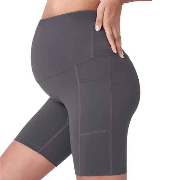 Women's Maternity Yoga Shorts Over The Belly Bump Summer Workout Running Active Short Pants with Pockets - Image 6