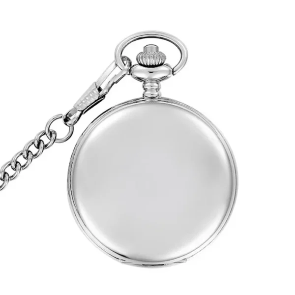 Silver Smooth Quartz Pocket Watch Mens Womens Necklace Clock Metal Stainless Steel Watches Pendant with Short Chain Gifts - Image 4