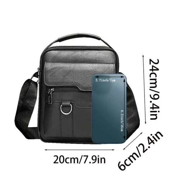 Multi-purpose men's shoulder bag for work, PU crossbody briefcase with handle, professional casual daypack - Image 2