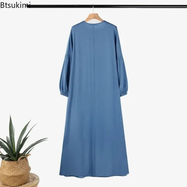 Casual Denim Long Sleeve Muslim Abaya for Women - Loose Fit Spring Maxi Dress - Elegant Middle East Saudi Arab Modest Jeans Robe - Image 6