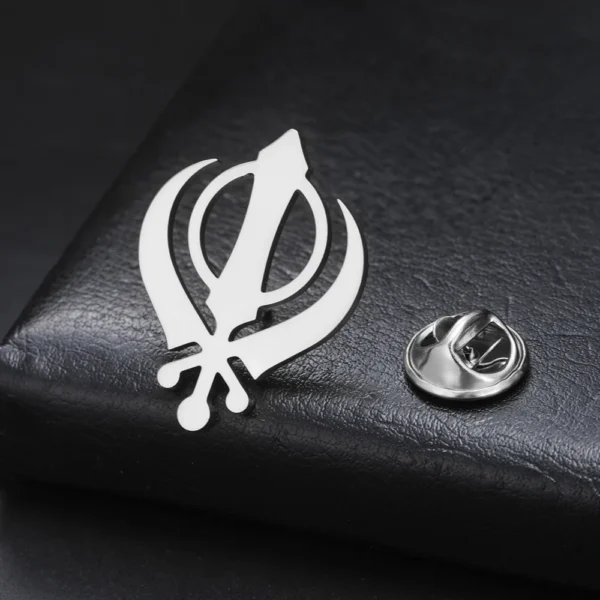 Dawapara Sikh Khanda Symbol Brooch Lapel Pin - Sikhism Religious Protection Amulet Unisex Accessories Stainless Steel Jewelry - Image 7