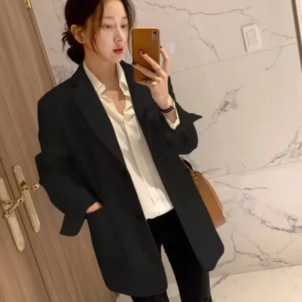 Autumn Luxury Blazer for Women, Elegant Female Long Coats Splice Office Lady Clothes - Image 4