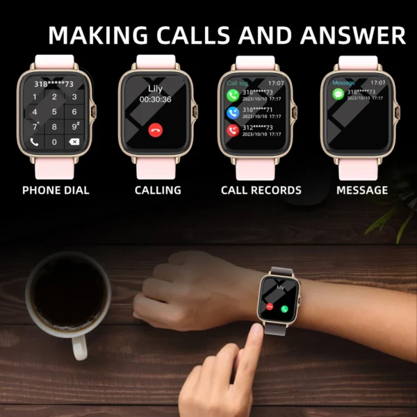 Waterproof Smart Watch with Message Answer Call Sleep Monitoring Sports Pedometer Information Alerts For iPhone Android - Image 4