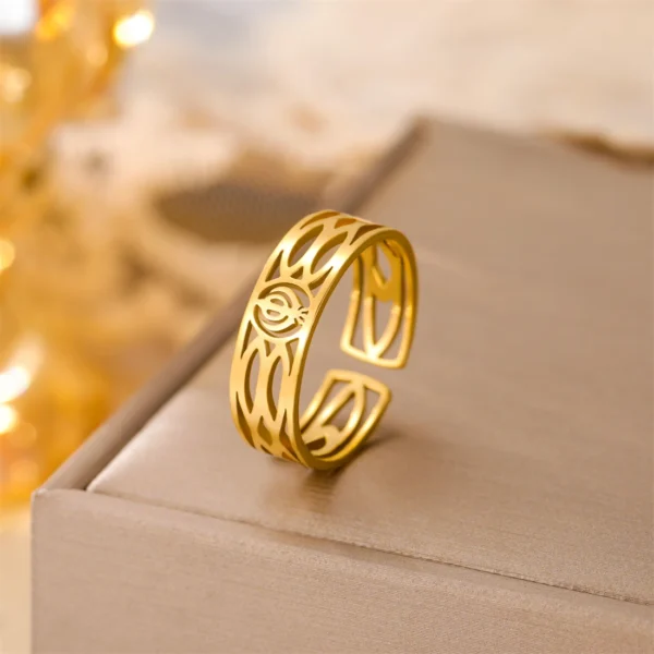Fashion Sikhism Symbol Rings For Women Men Stainless Steel Adjustable Classic Sikh Khanda Ring Religious Amulet Jewelry - Image 3