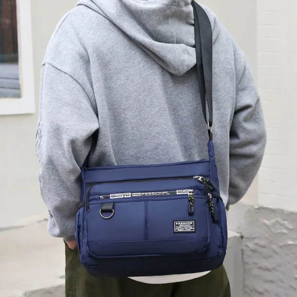 Men's Business Crossbody Bag with Multi-Layered Pockets Adjustable Shoulder Strap for Work Travel - Image 6