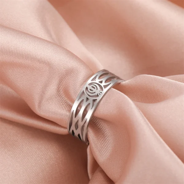 Fashion Sikhism Symbol Rings For Women Men Stainless Steel Adjustable Classic Sikh Khanda Ring Religious Amulet Jewelry - Image 2