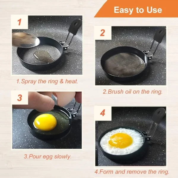 Anti-scald Egg Fried Ring Professional Stainless Steel Nonstick Round Pancake Mold Cooking Egg Mould Breakfast Sandwich Tools - Image 4