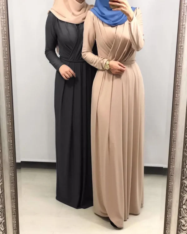 Ramadan Dubai Jalabiya Muslim Abaya for Women - Elegant Eid Kaftan Dress - Moroccan Arab Long Robe Modest Islamic Evening Gown - Image 3