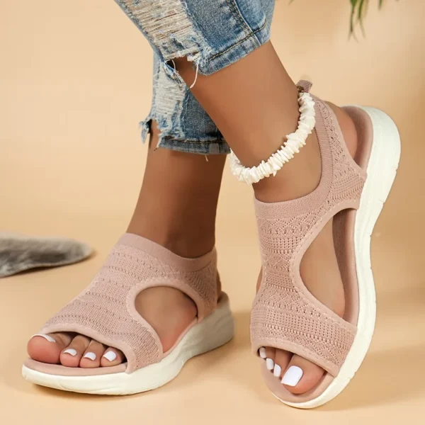 Summer Comfortable Casual Sports Sandals, Women's Beach Wedge Sandals Women's Mesh Knitted Roman Sandals - Image 5